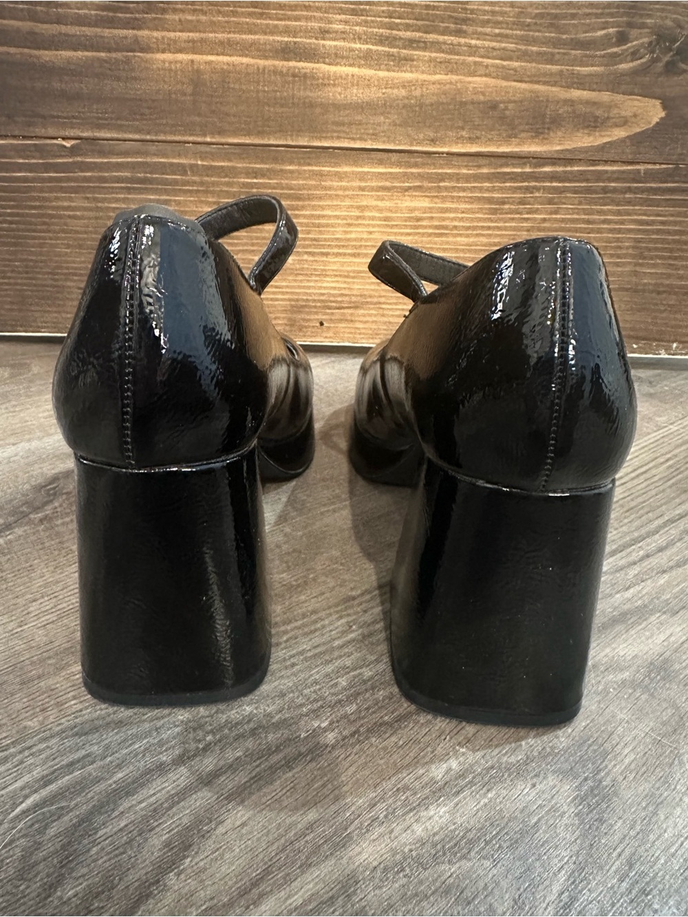Steve Madden Black Patent Mary Jane Block Heels - Picture 6 of 8